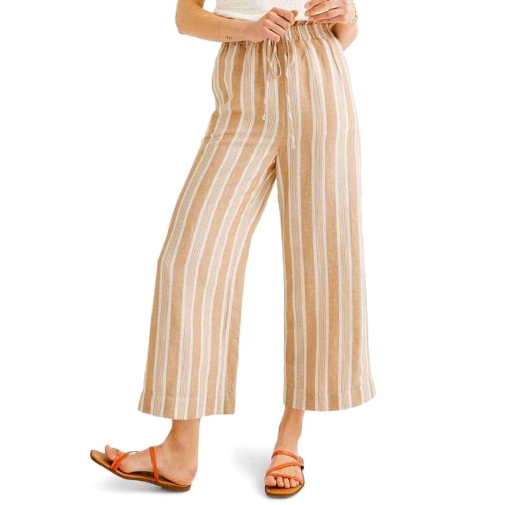Madewell Earthen Sand Huston Linen Wide Leg Crop Pants - S